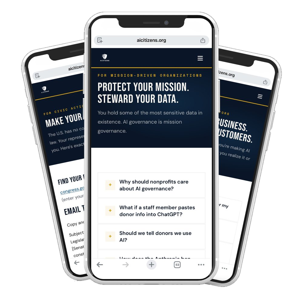 AI Citizens Kit on mobile - protecting nonprofits, small businesses, and civic action